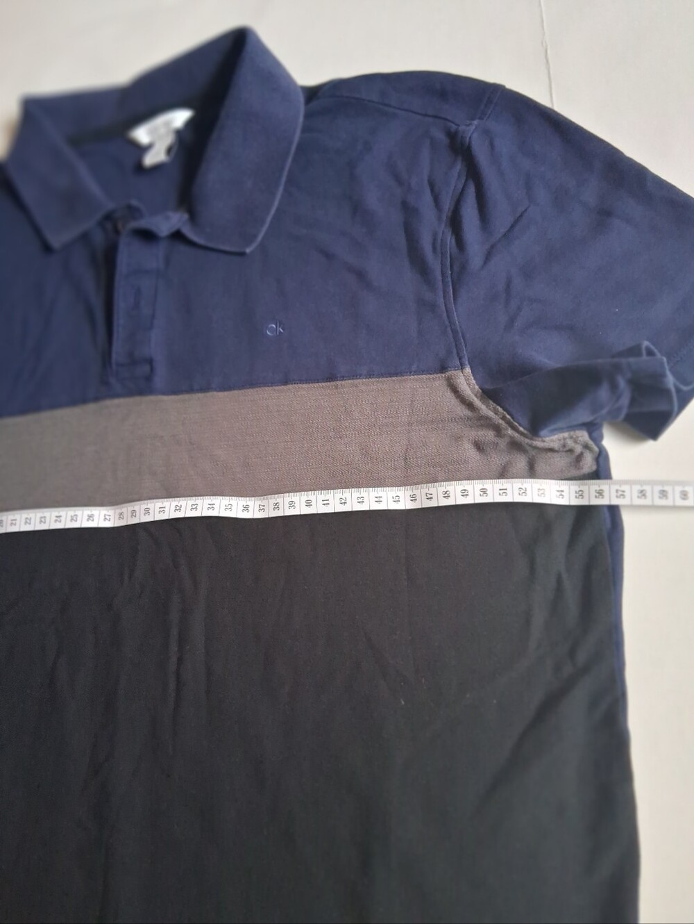 Calvin Klein Navy, Gray & Black Colorblock Polo - Picture 4 of 7
